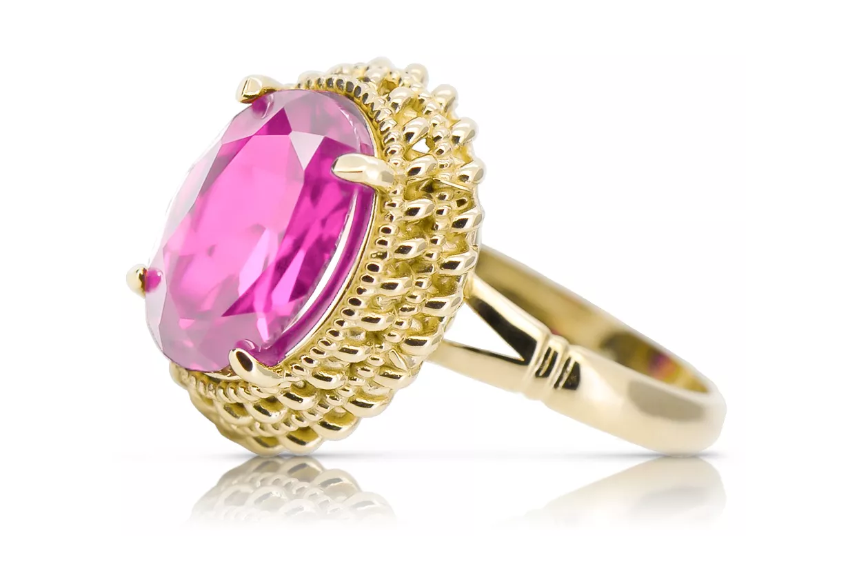 خاتم أميثست 14 كارت من الذهب الأصفر فينتاج vrc068y